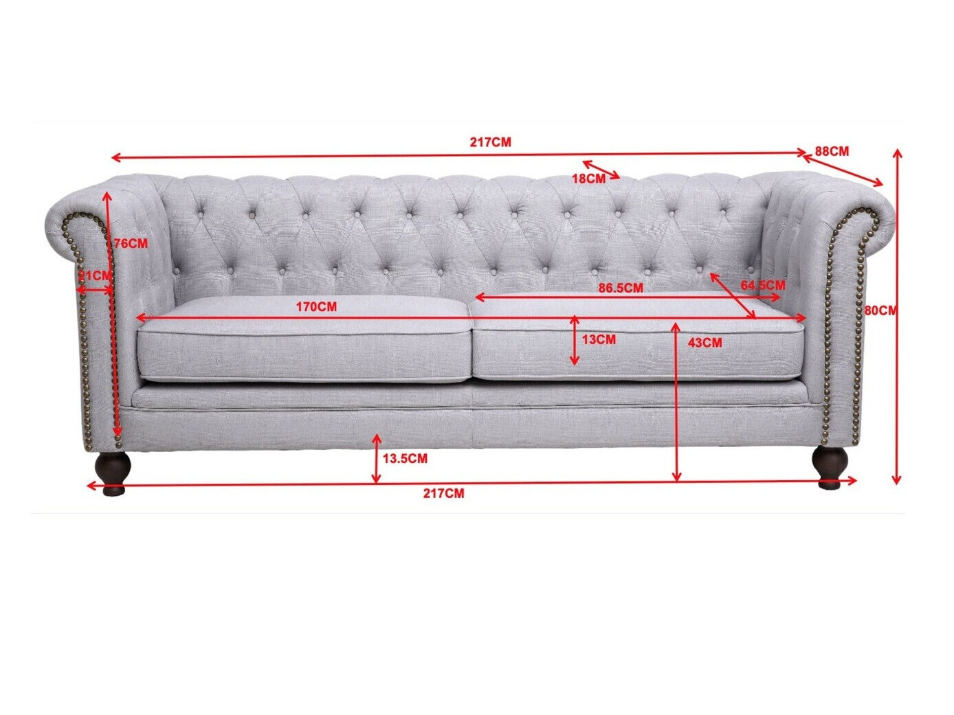 Chesterfield diivan Dallas 255 (Sinine)