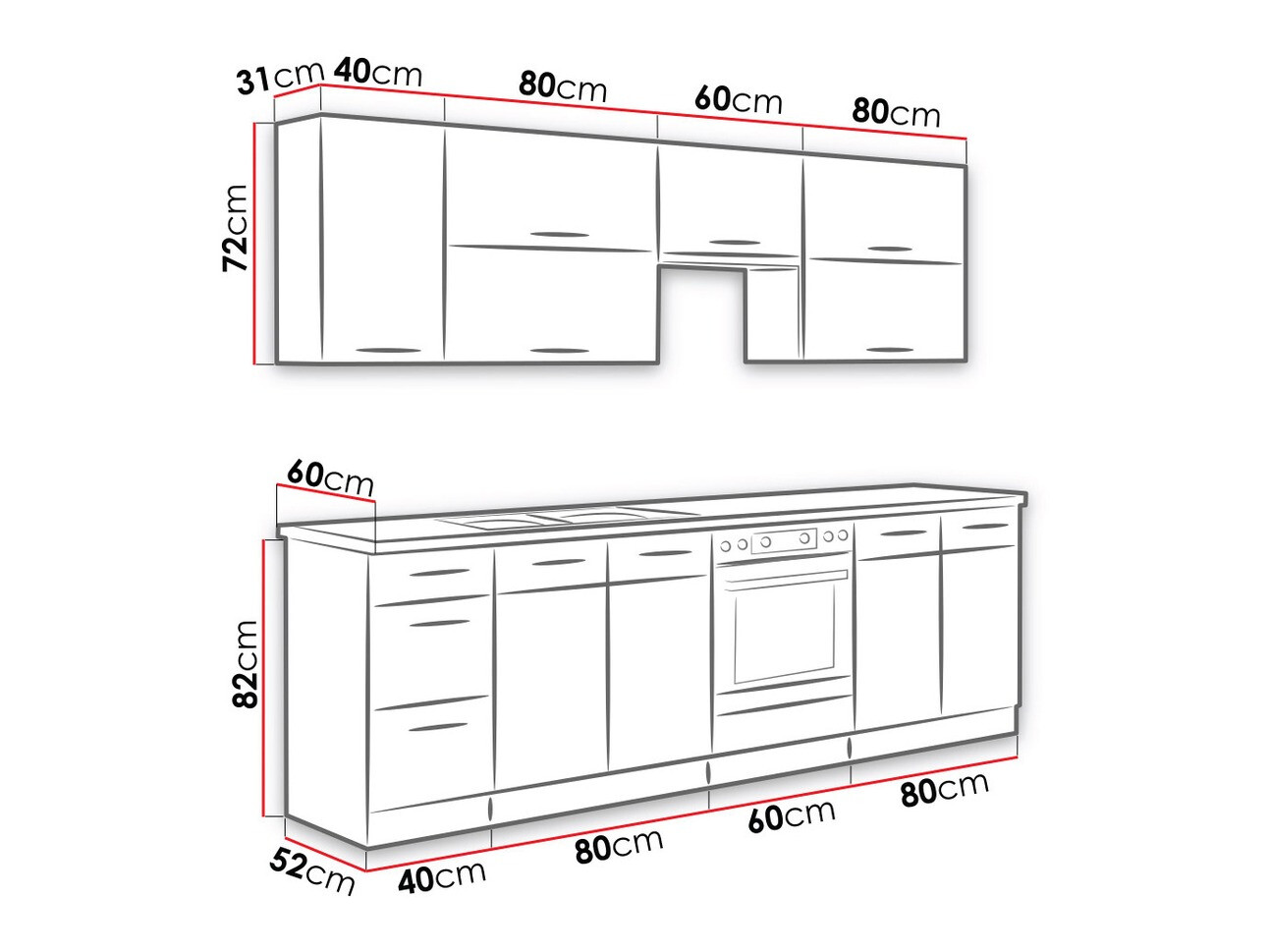 Moodul köögikomplekt Wood White 138