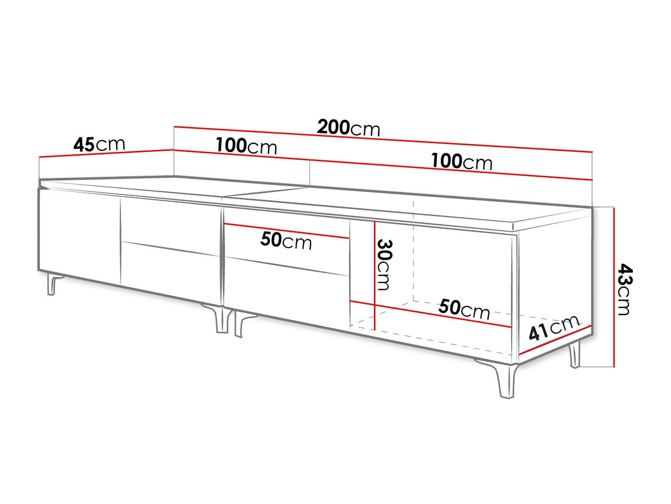 TV-alus Nashville 128 (Valge + Läikiv hall)