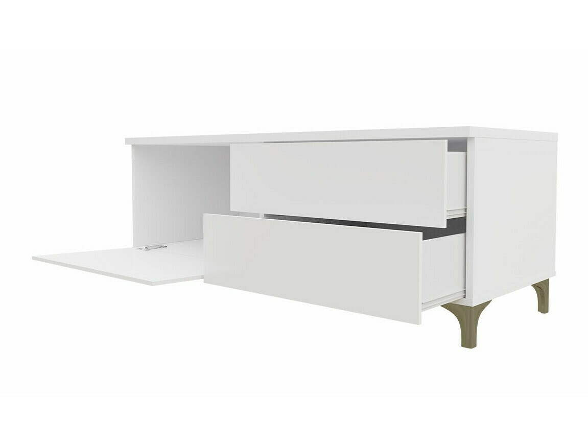 TV-alus Nashville 128 (Valge + Läikiv hall)