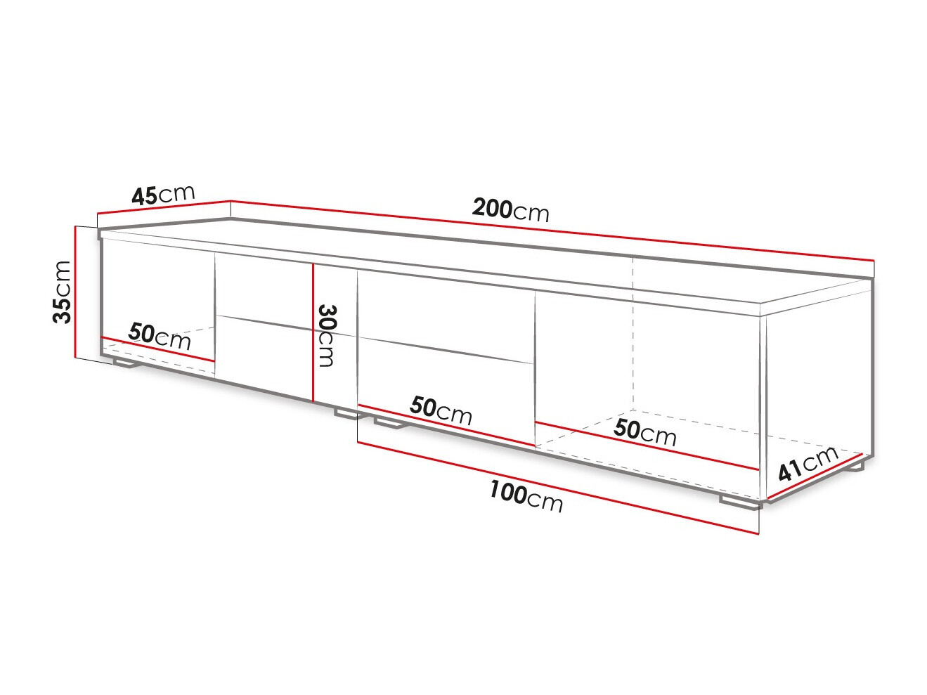 TV-alus Nashville 129 (Valge + Läikiv valge)