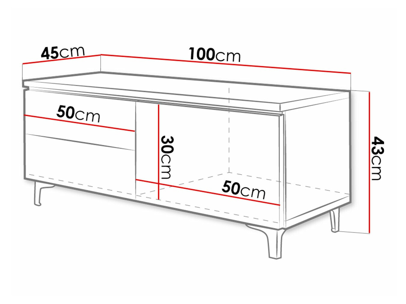 TV-alus Nashville 130 (Valge + Läikiv hall)