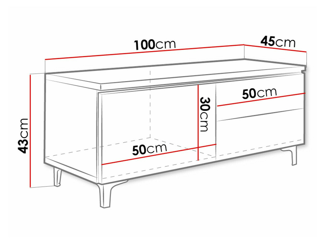 TV-alus Nashville 130 (Valge + Läikiv hall)
