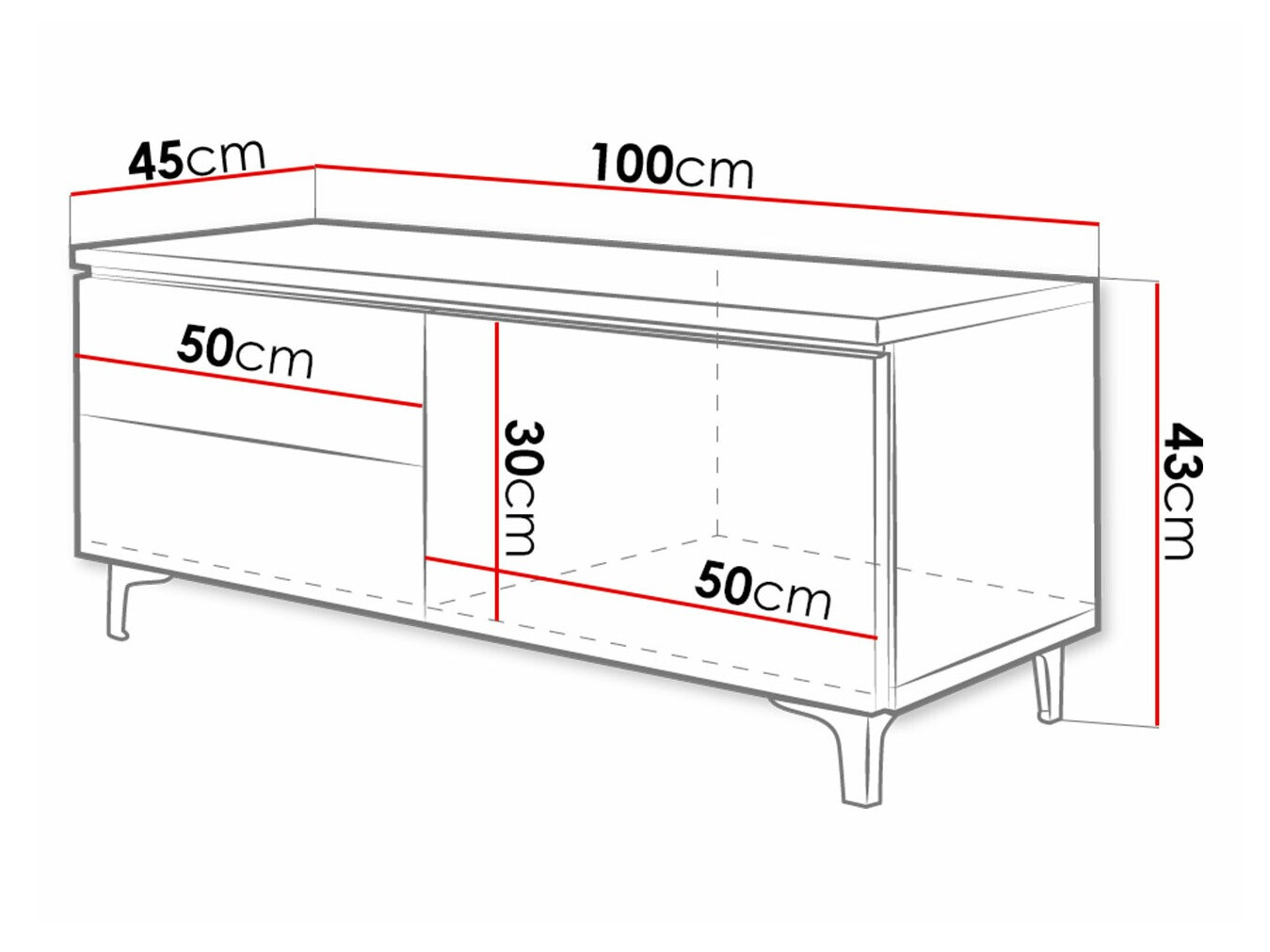 TV-alus Nashville 130 (Valge + Läikiv must)