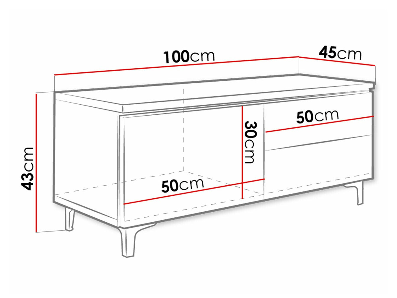 TV-alus Nashville 130 (Valge + Läikiv must)