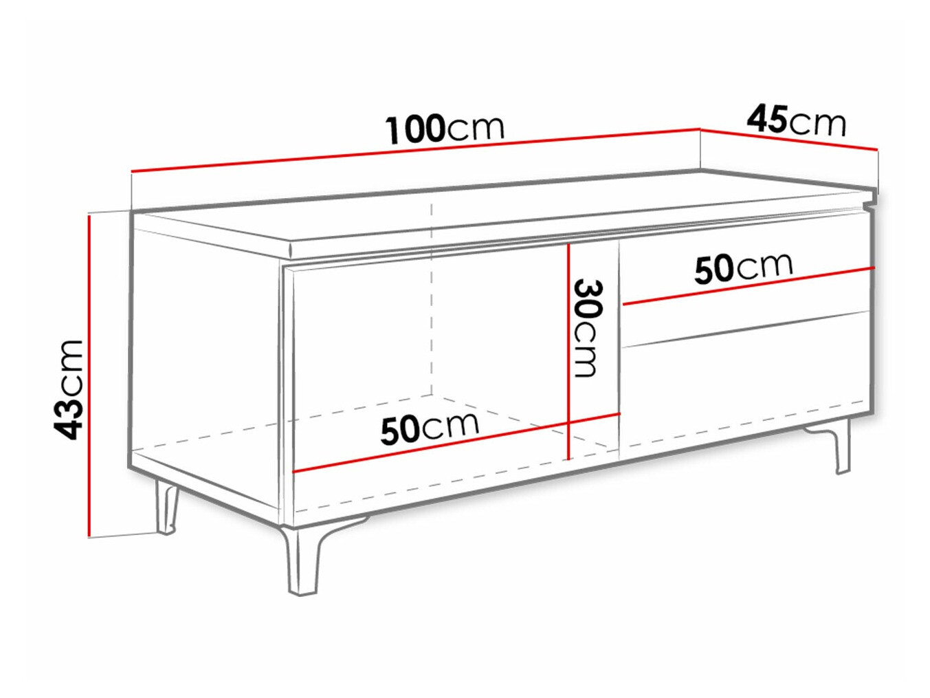 TV-alus Nashville 130 (Valge + Läikiv valge)