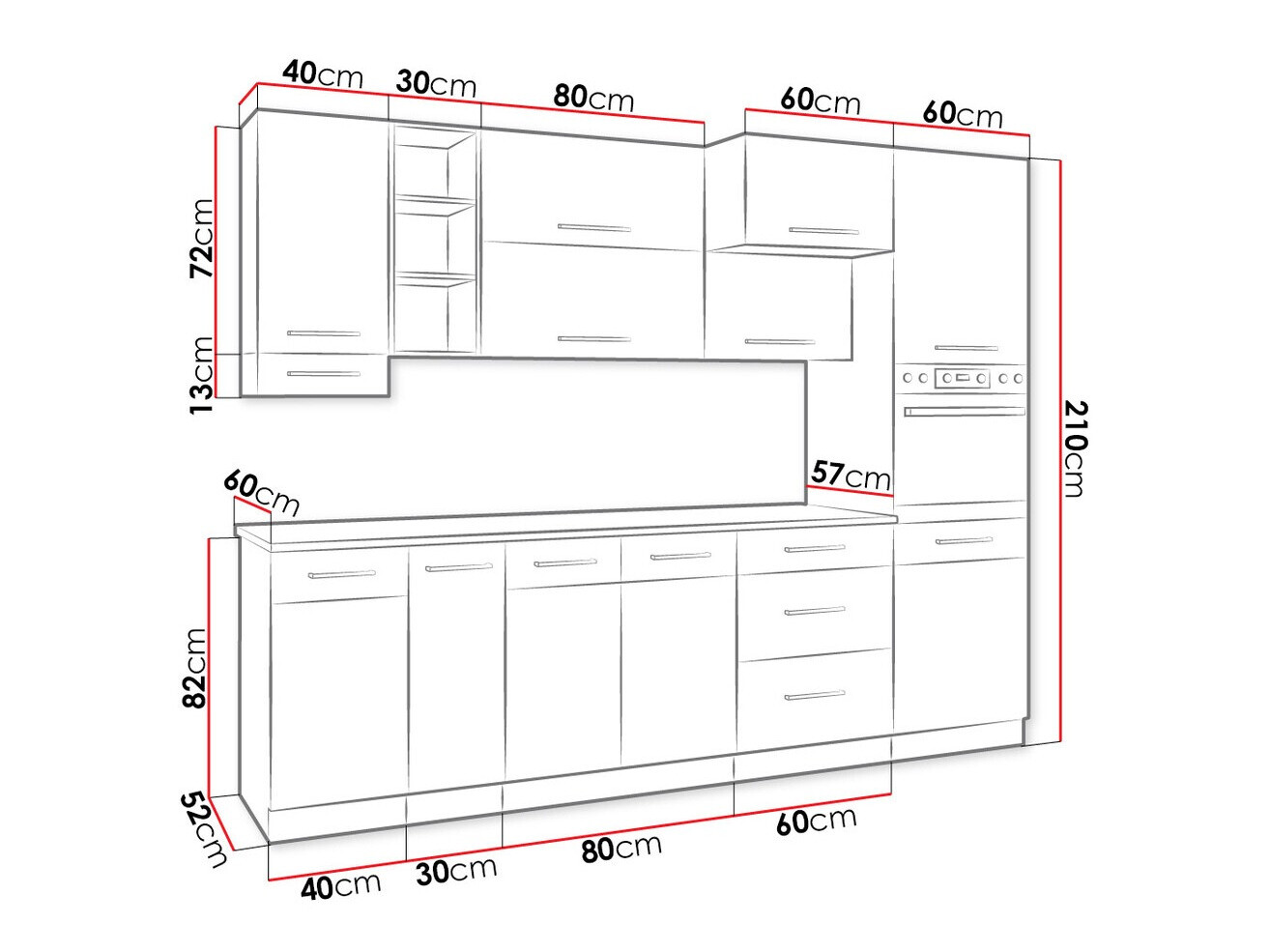 Moodul köögikomplekt Wood White 137
