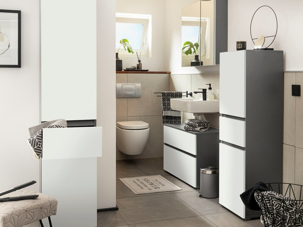 Vannitoa põrandakapp Soncamu 102 (Valge + Antratsiit)