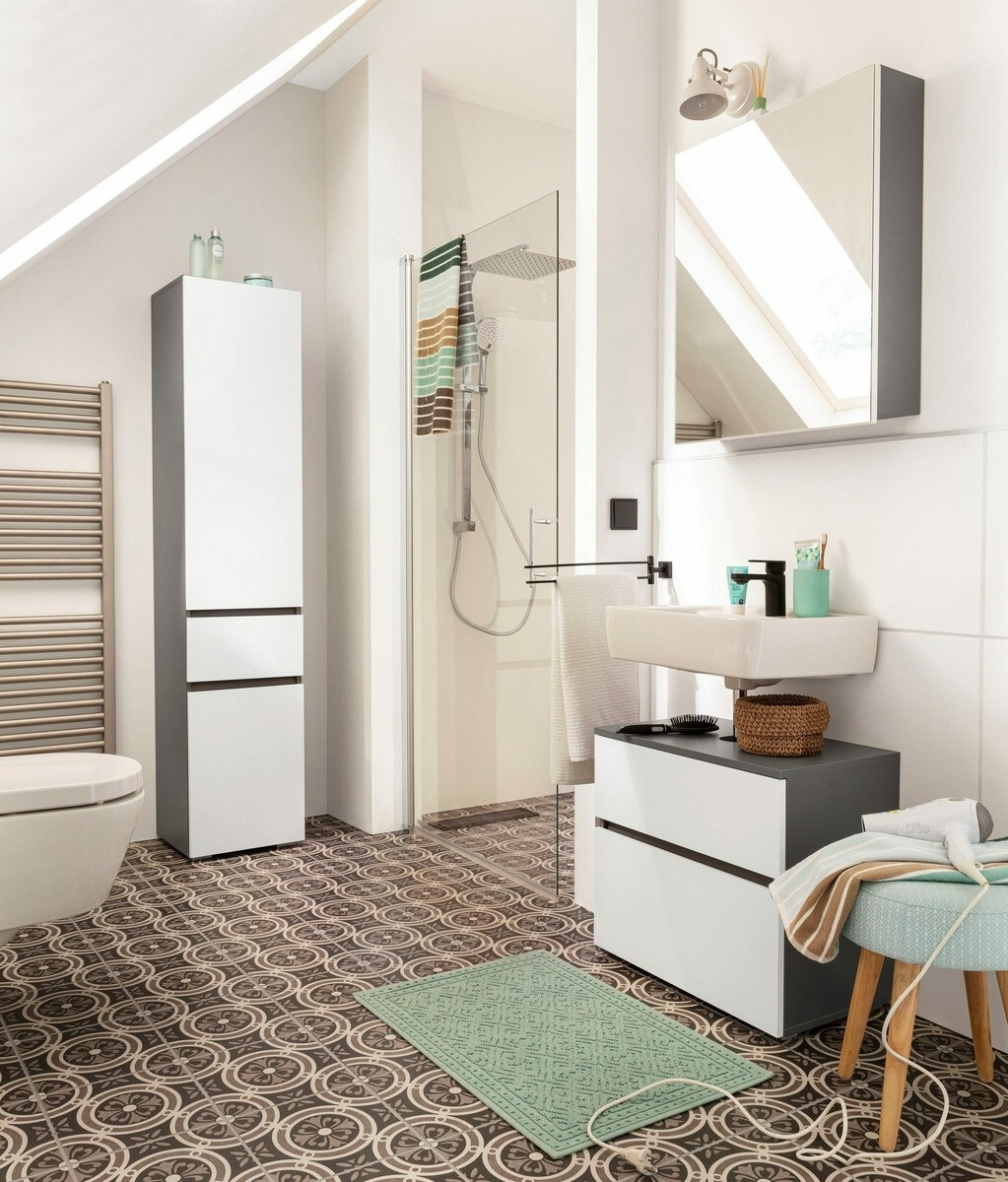 Vannitoa põrandakapp Soncamu 106 (Valge + Antratsiit)