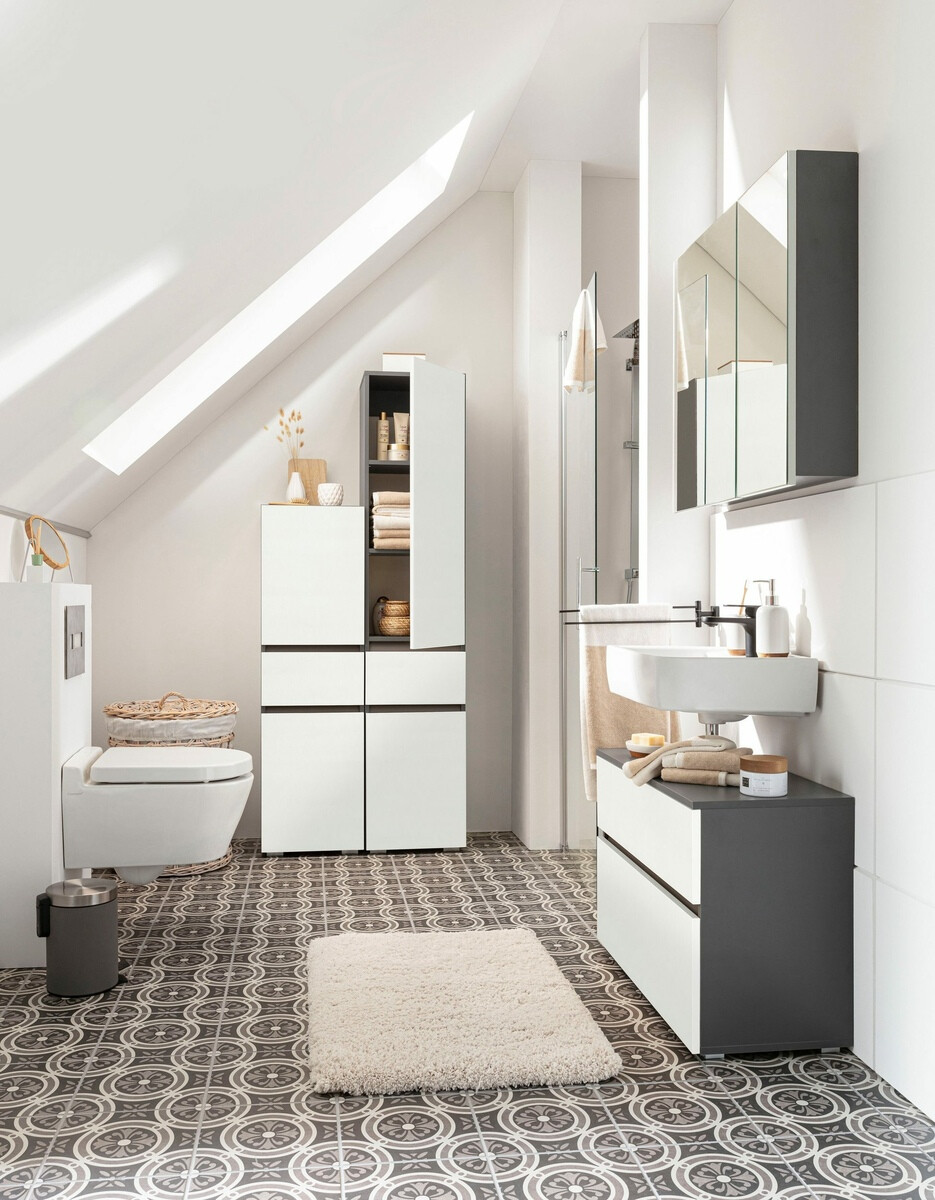 Vannitoa põrandakapp kraanikausile Soncamu 109 (Valge + Antratsiit)