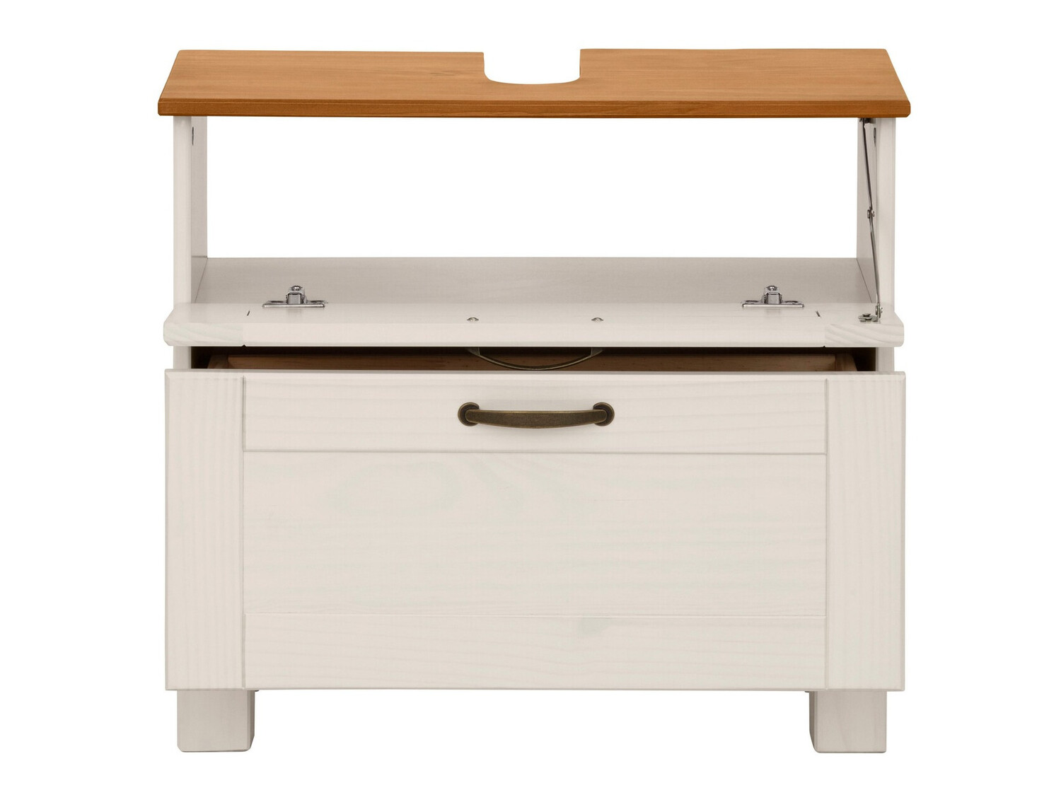 Vannitoa põrandakapp kraanikausile Ophlevu 102 (Valge + Mee tamm)