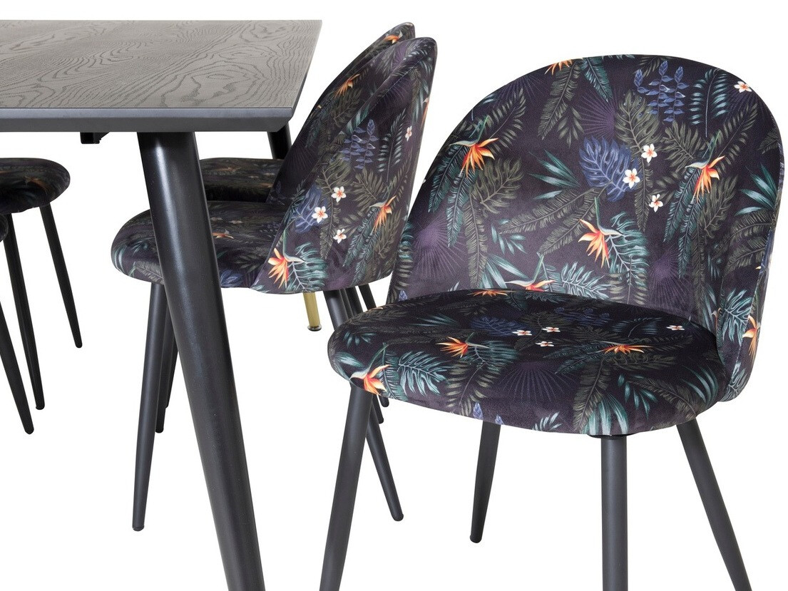 Söögitoakomplekt Dallas 1876 (Lilleline muster + Must)