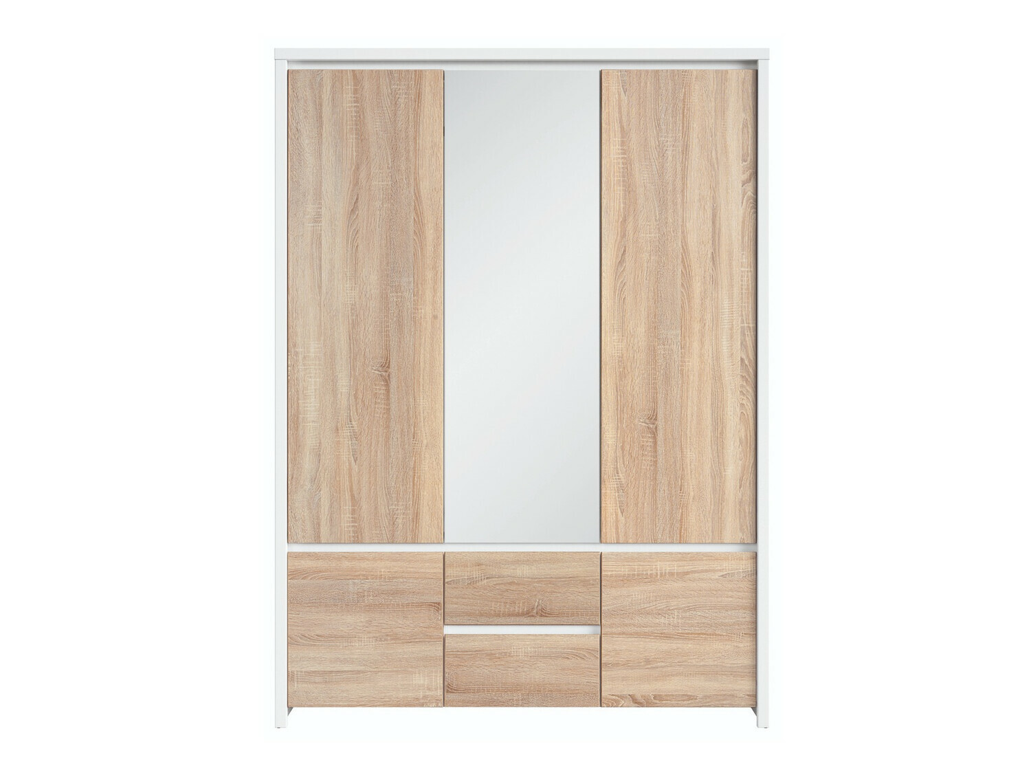 Riidekapp Nolroma 118 (Valge + Sonoma tamm)