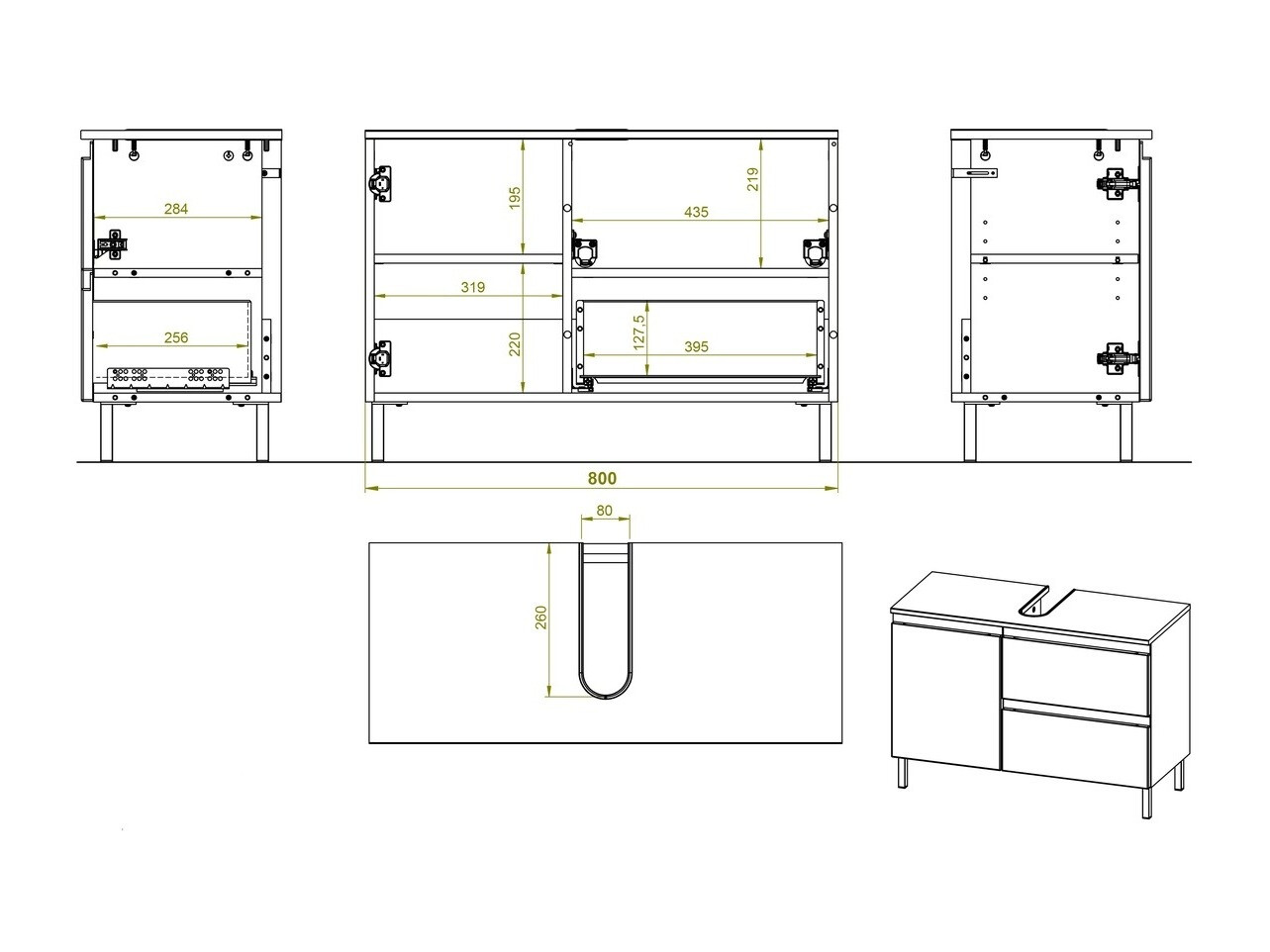 Vannitoa põrandakapp kraanikausile Levtalo 101