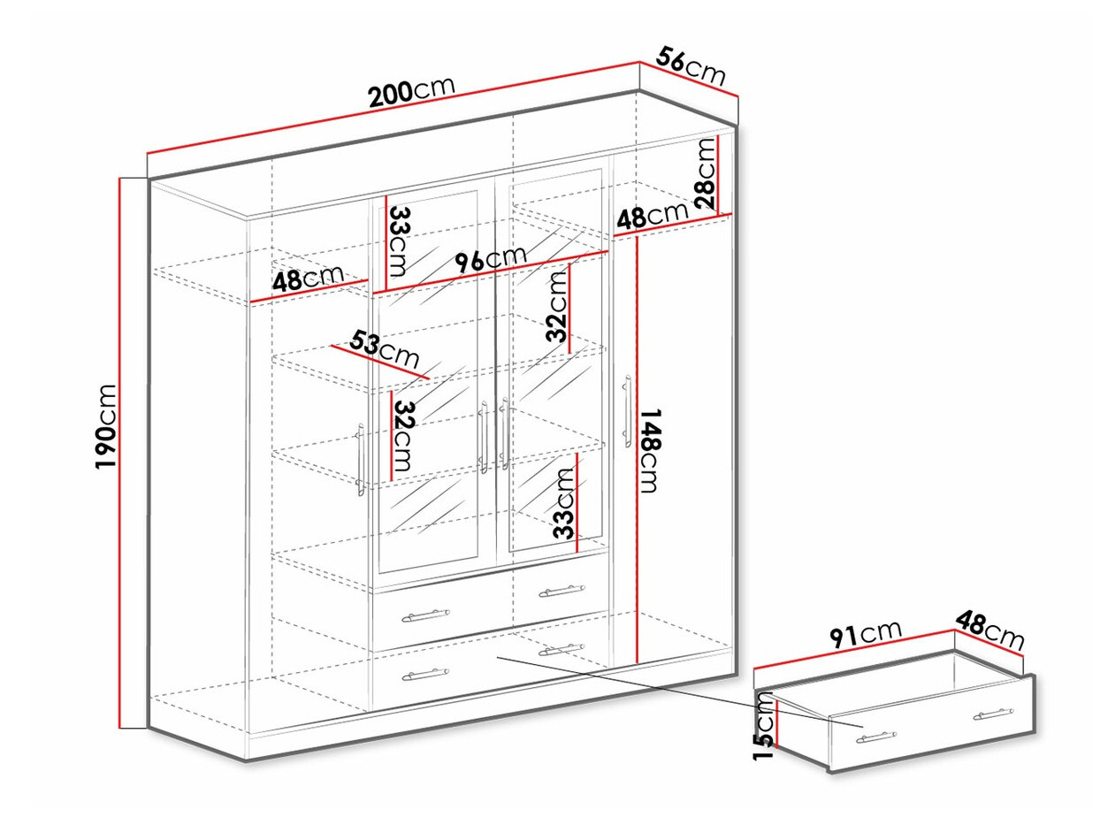 Riidekapp Cavmero 100 (Sonoma tamm + Valge)