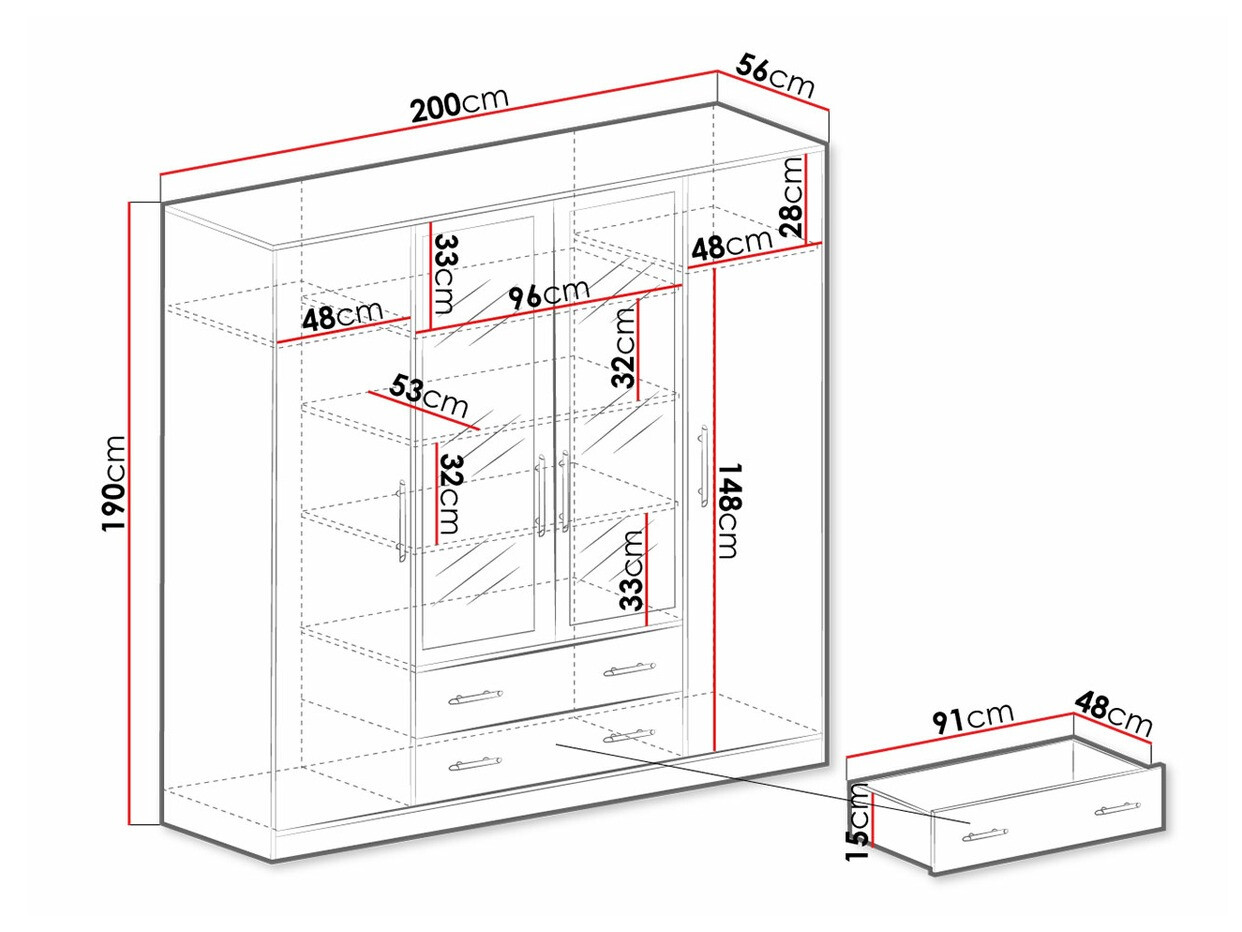 Riidekapp Cavmero 101 (Sonoma tamm + Valge)