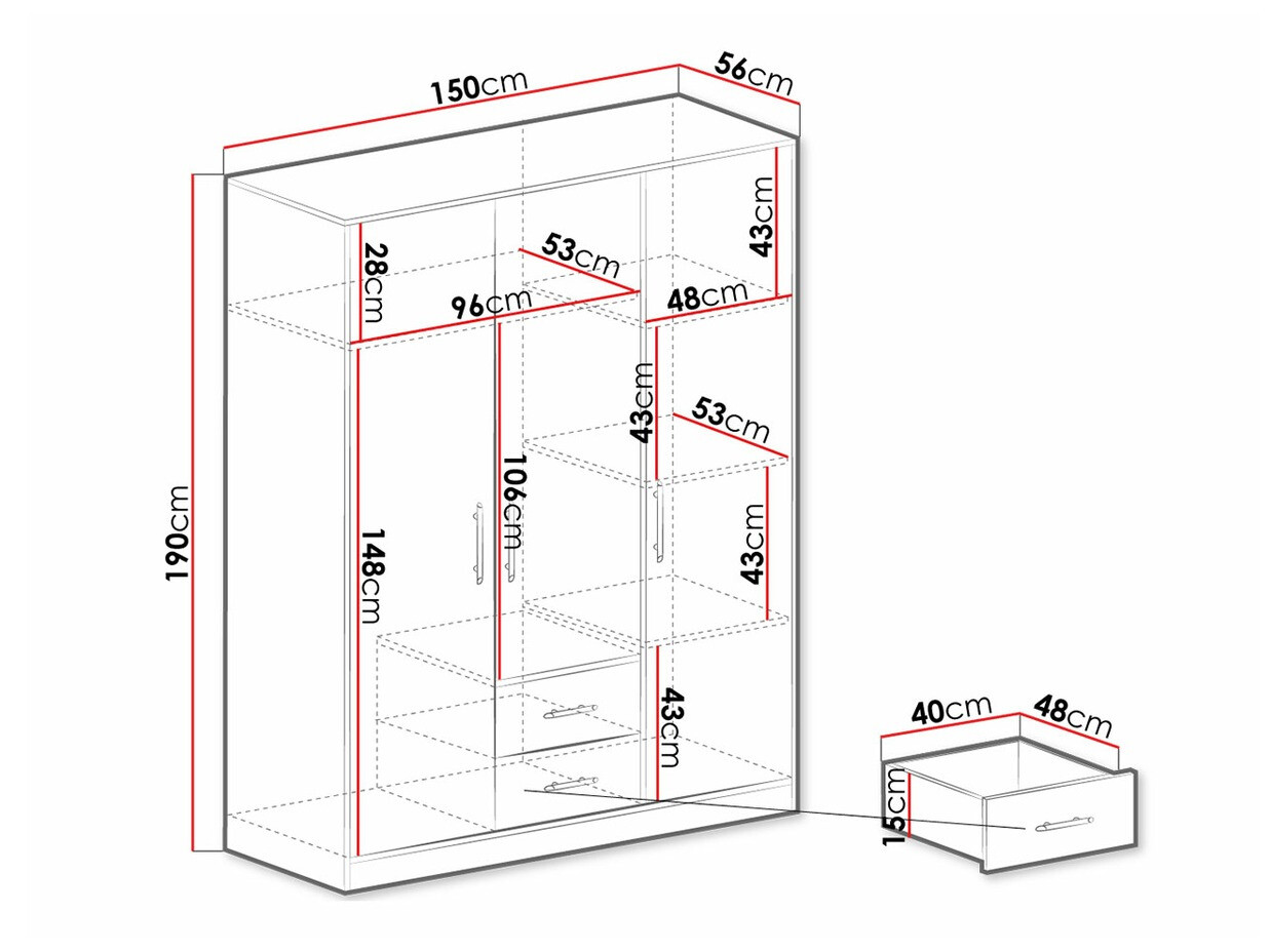 Riidekapp Cavmero 102 (Sonoma tamm + Valge)