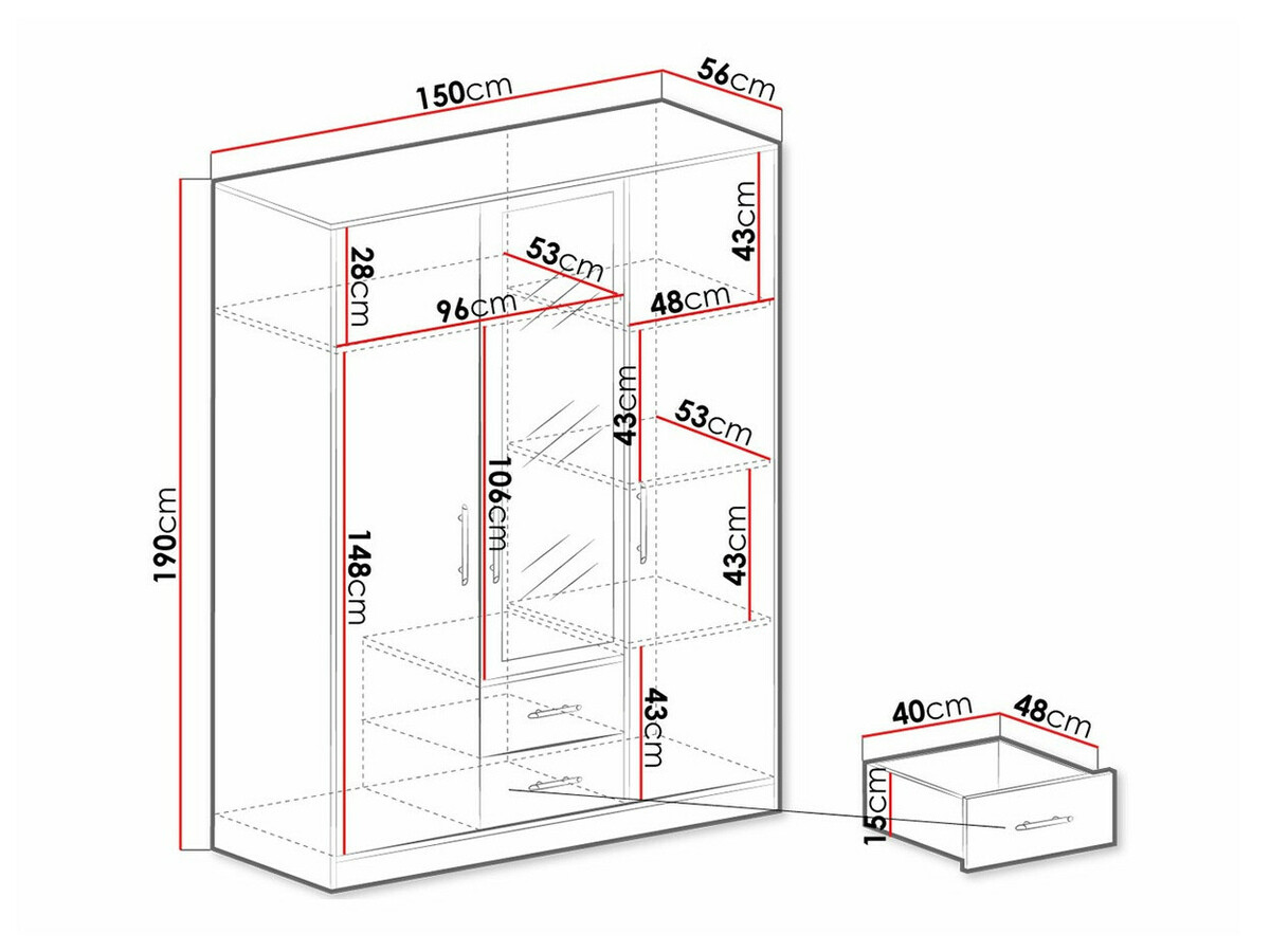 Riidekapp Cavmero 103 (Antratsiit)