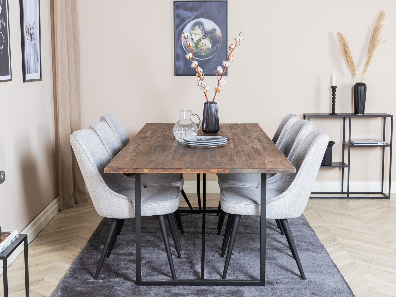 Söögitoakomplekt Dallas 1865 (Must + Helehall)