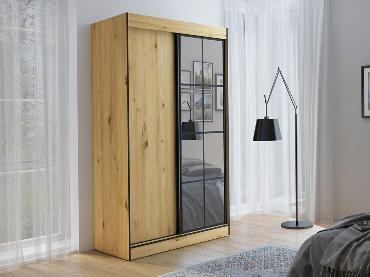 Riidekapp Toledo 118 (Artisan tamm + Must)