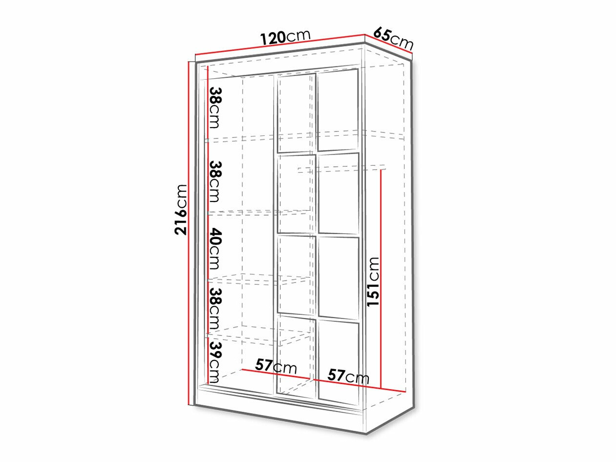 Riidekapp Toledo 118 (Artisan tamm + Must)