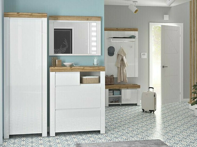 Riidekapp Sonsoru 117 (Valge + Läikiv valge + Wotani tamm)