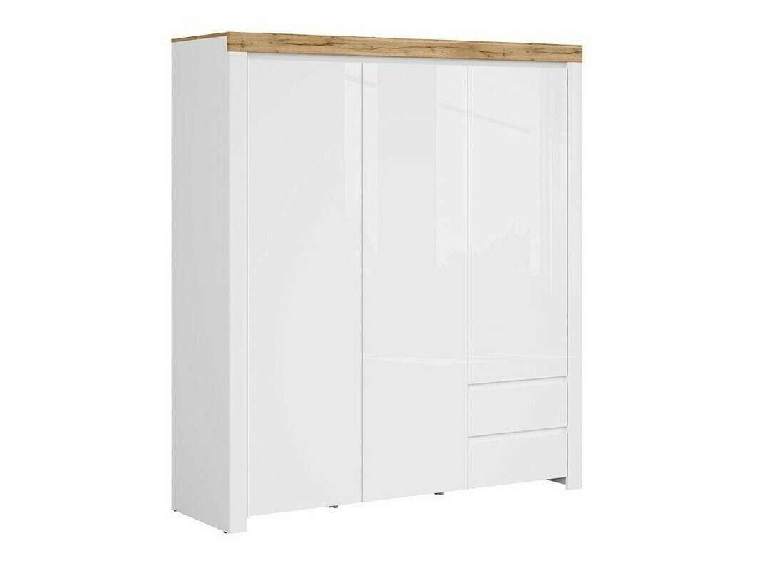 Riidekapp Sonsoru 120 (Valge + Läikiv valge + Wotani tamm)