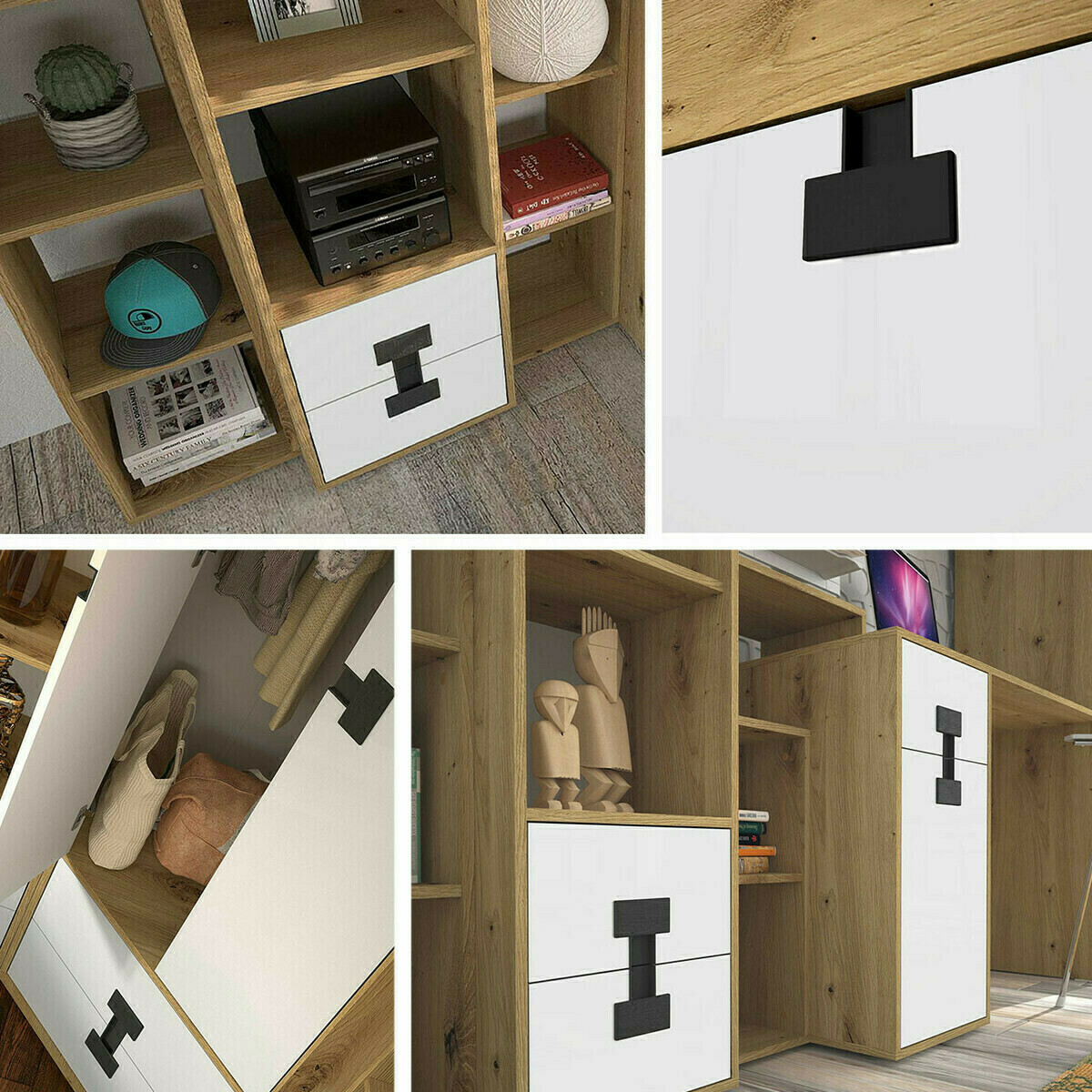 Riidekapp Florevi 113 (Matt valge + Artisan tamm)