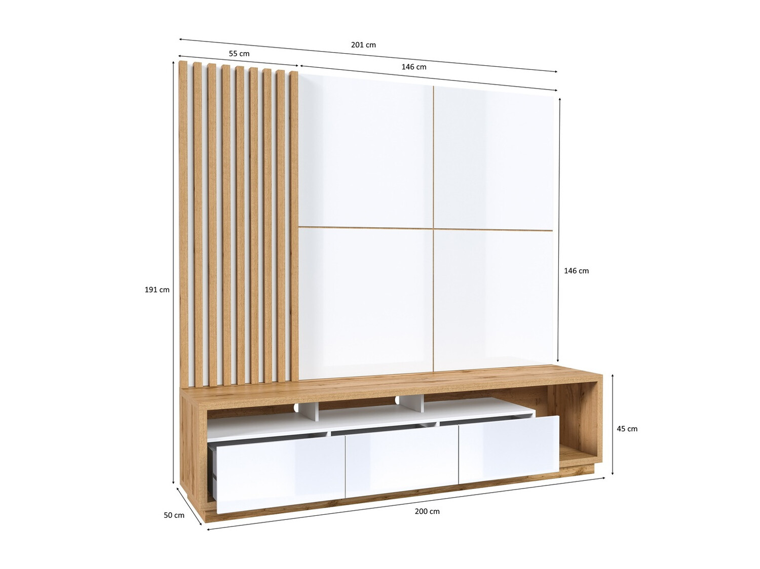 Elutoa komplekt Austin 360 (Wotani tamm + Valge + Läikiv valge)