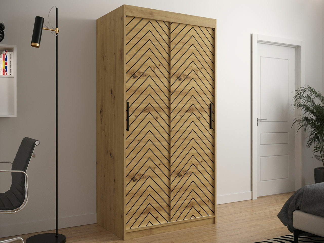 Riidekapp Hartford 306 (Artisan tamm + Must)