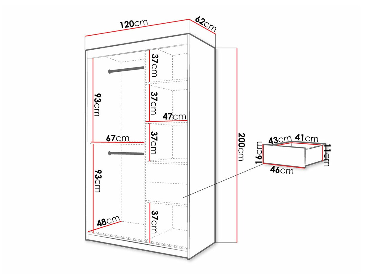 Riidekapp Hartford 309 (Artisan tamm + Must)