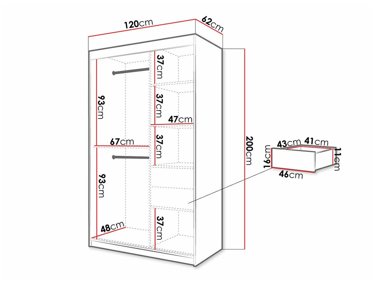 Riidekapp Hartford 309 (Valge + Must)