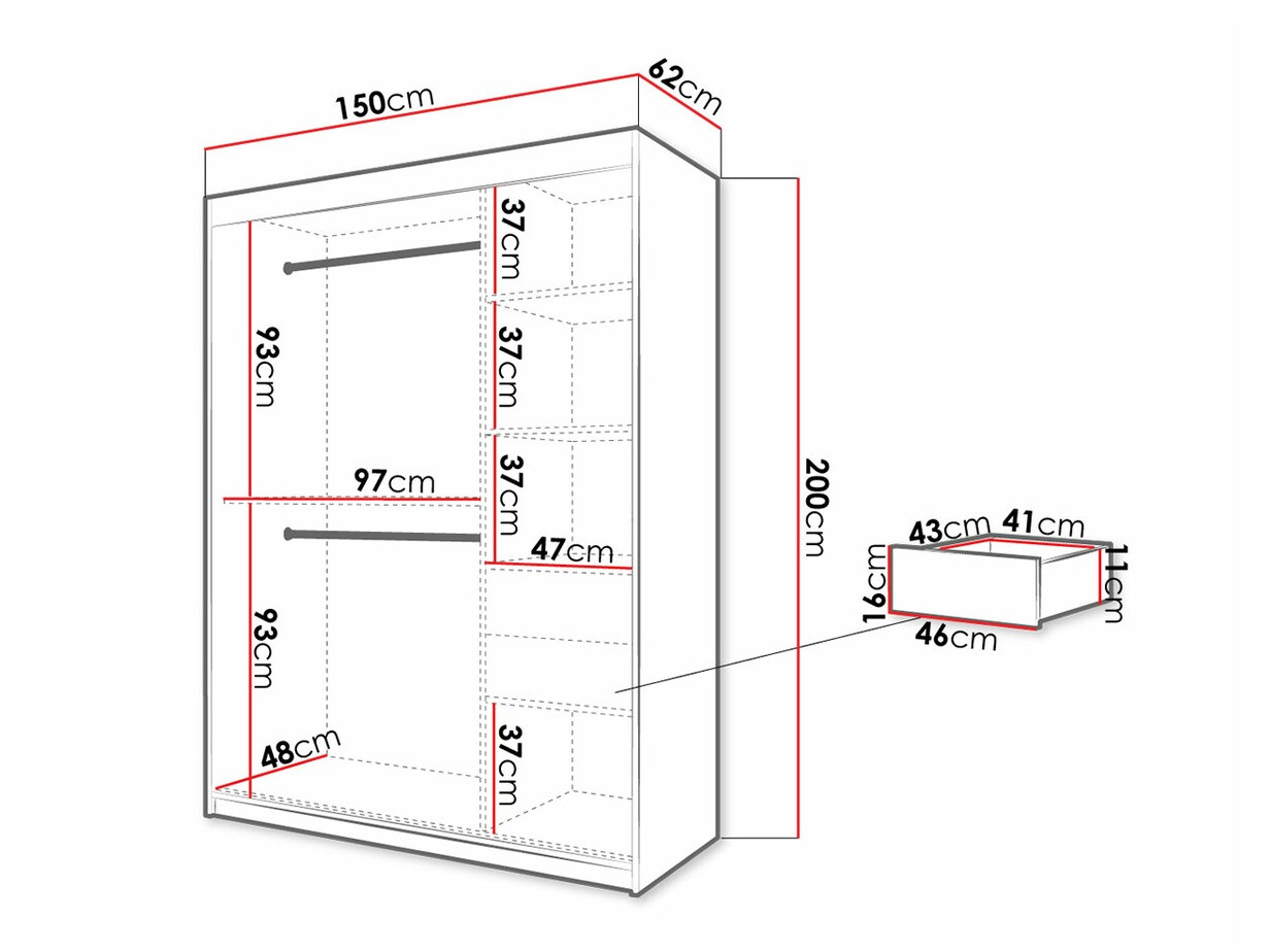 Riidekapp Hartford 310 (Valge + Must)
