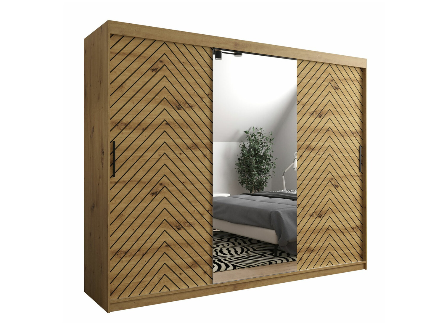 Riidekapp Hartford 317 (Artisan tamm + Must)