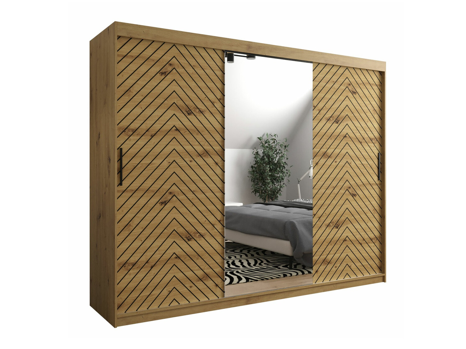 Riidekapp Hartford 317 (Artisan tamm + Must)