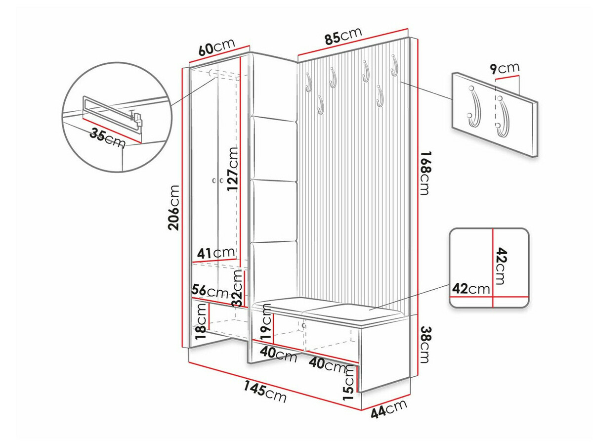 Esikukomplekt Donio III (Artisan tamm + Manila 18)