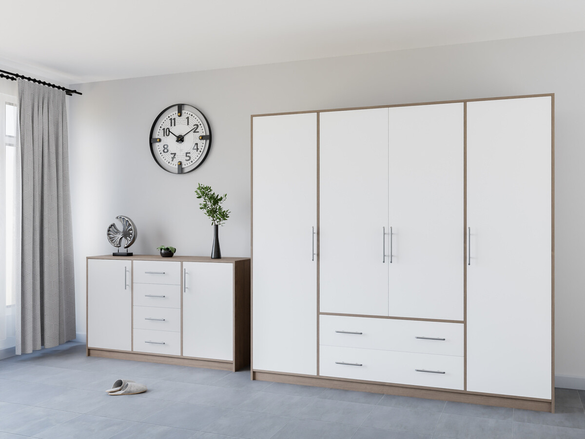 Riidekapp Cavmero 100 (Sonoma tamm + Valge)