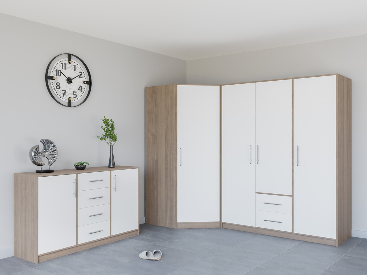 Riidekapp Cavmero 102 (Sonoma tamm + Valge)