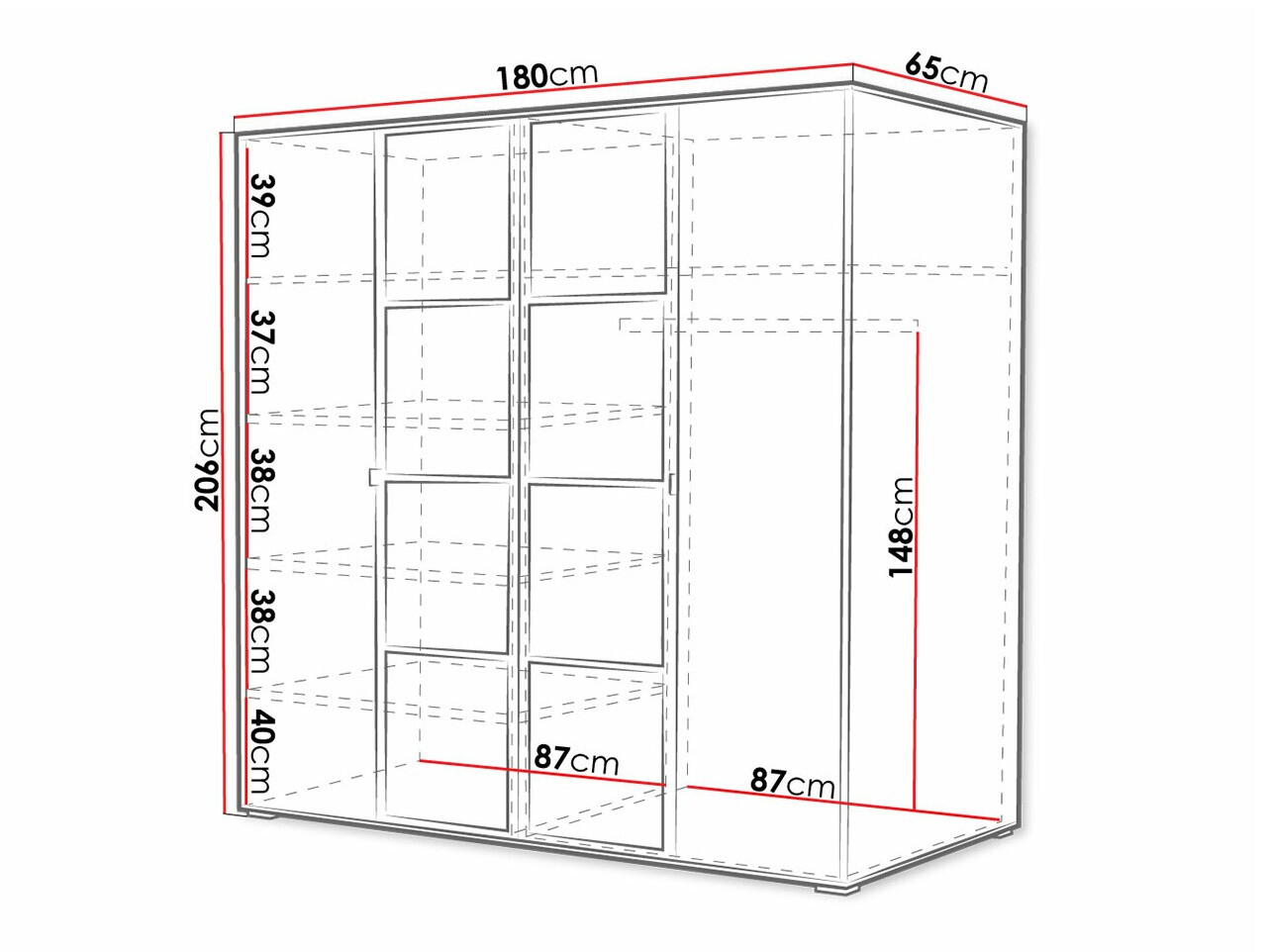Riidekapp Toledo 117 (Valge + Must)