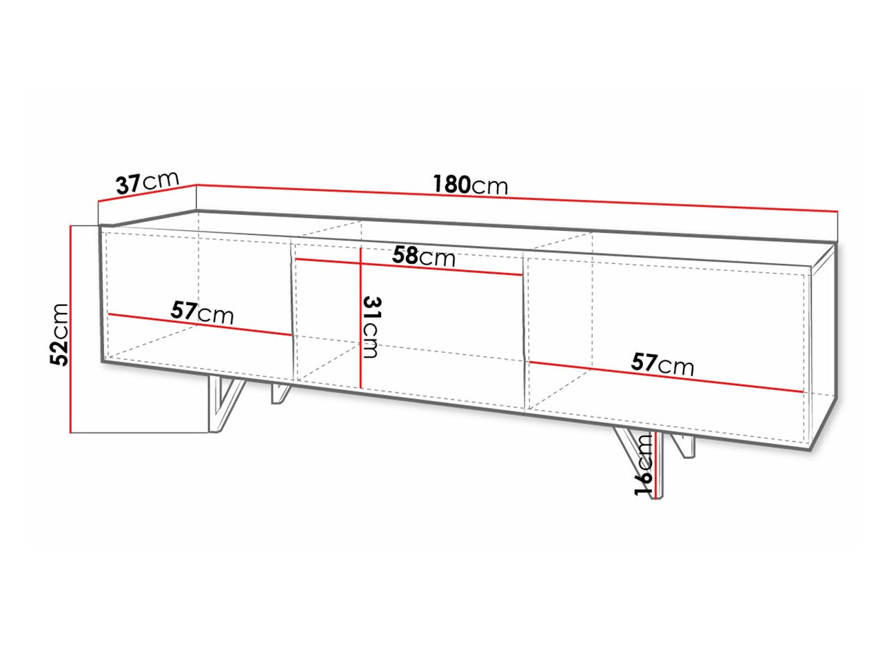 TV-alus Audis (Valge + Läikiv valge)