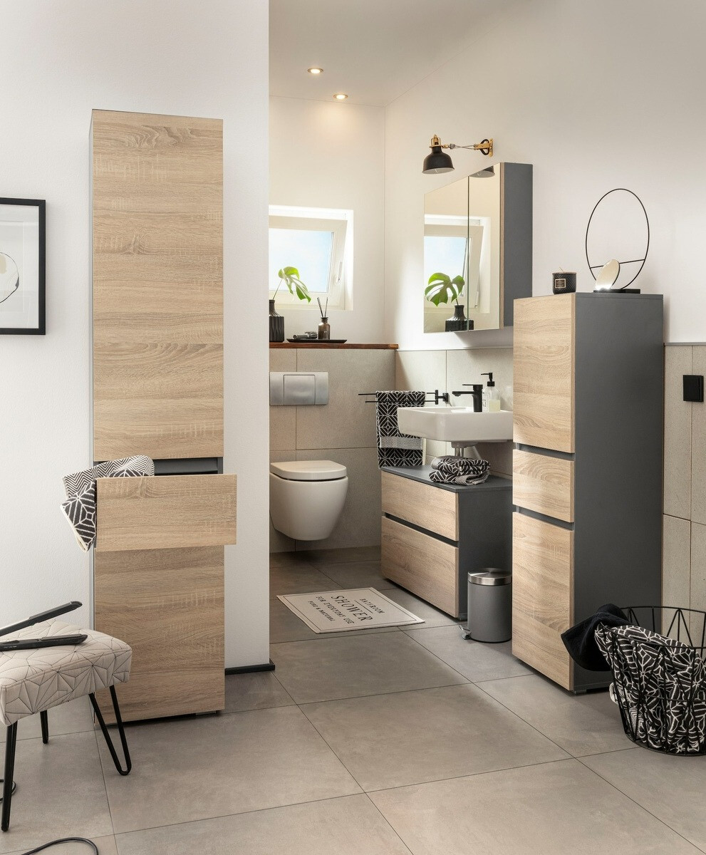 Vannitoa põrandakapp kraanikausile Soncamu 109 (Antratsiit + Tamm)