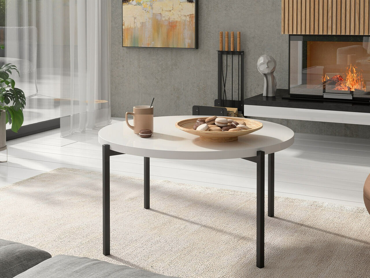 Diivanilaud Providence 176 (Läikiv valge + Must)