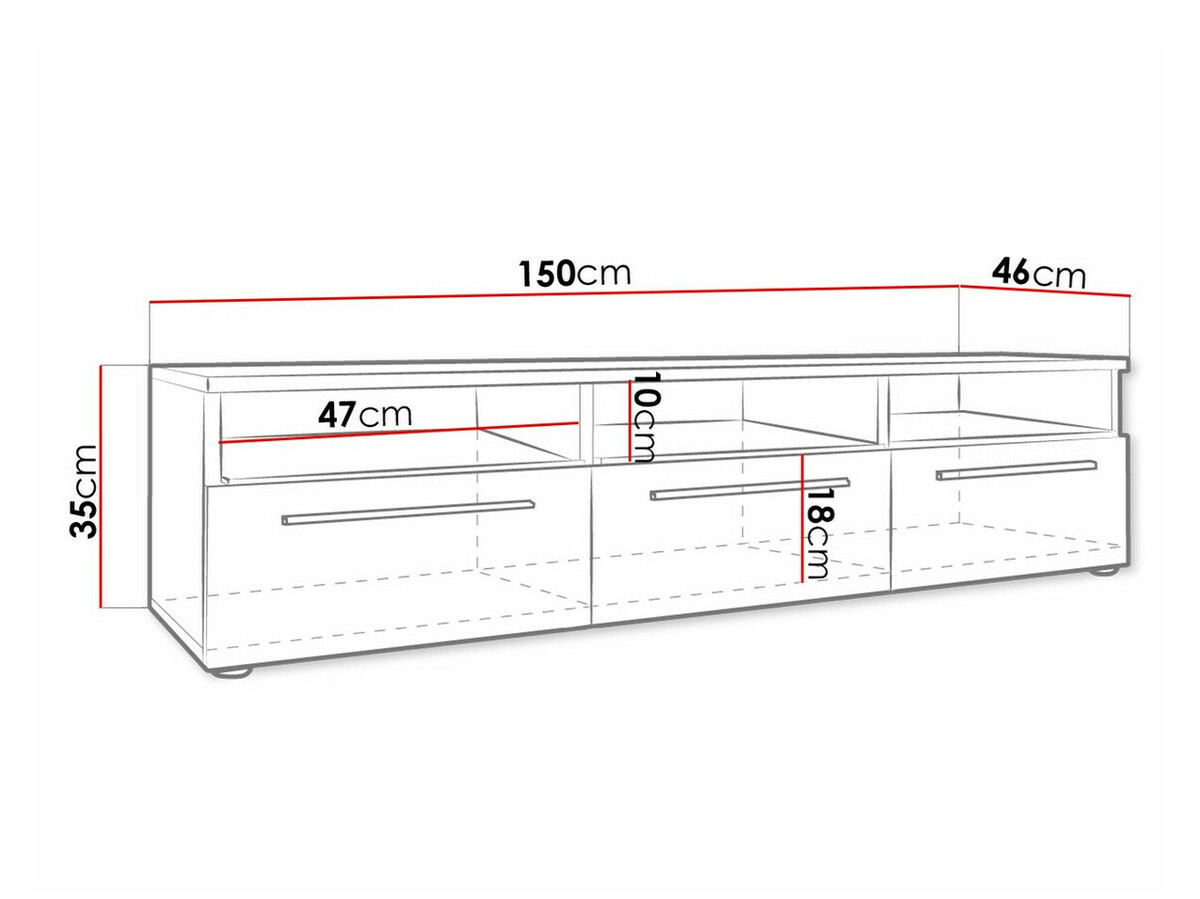 TV-alus Nashville 100 (Valge + Läikiv valge)
