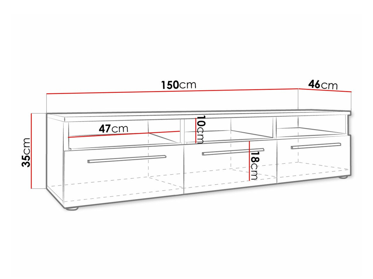 TV-alus Uva I (Valge + Läikiv must)
