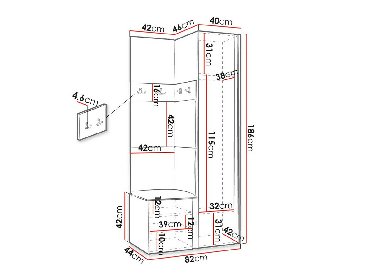 Esikukomplekt Hartford 354 (Artisan tamm + Must)