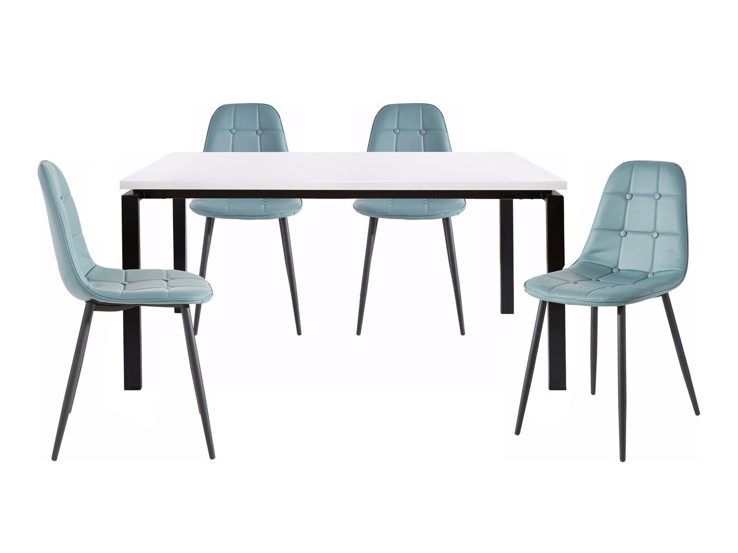 Söögitoakomplekt Denton 275 (Valge + Must + Türkiis)