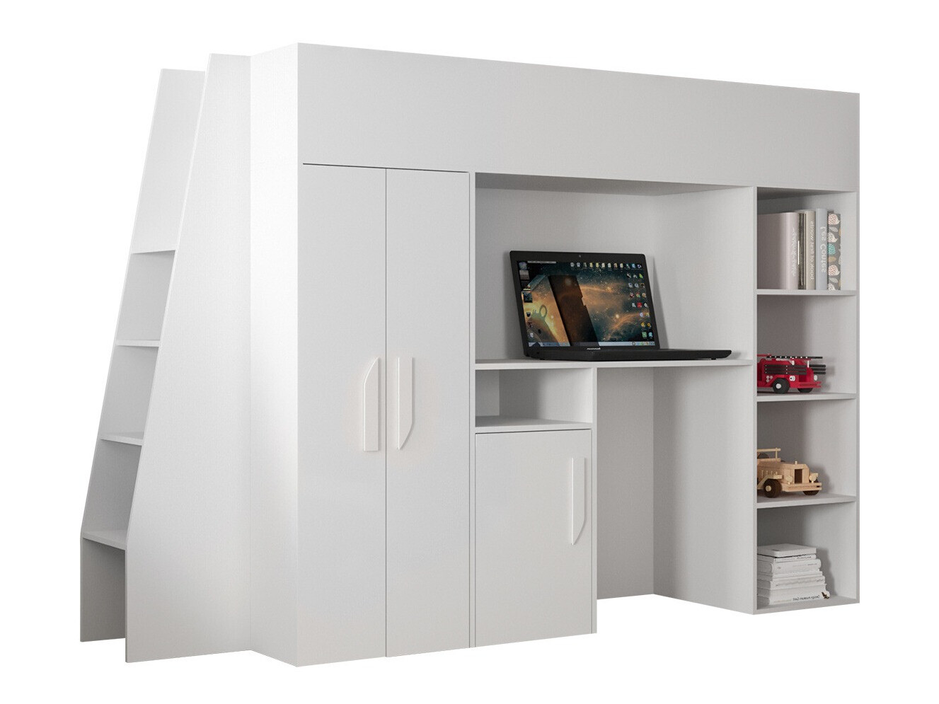 Kõrge voodi Hartford 355 (Valge + Läikiv valge)