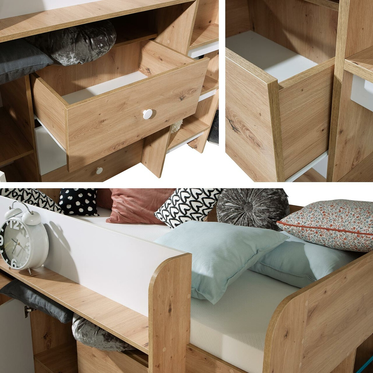 Kõrge voodi Hartford 359 (Artisan tamm + Must)