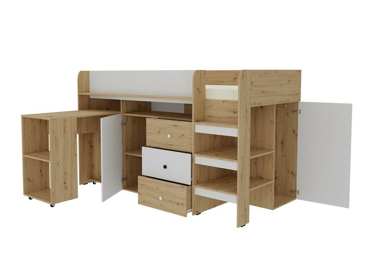 Kõrge voodi Hartford 359 (Artisan tamm + Must)