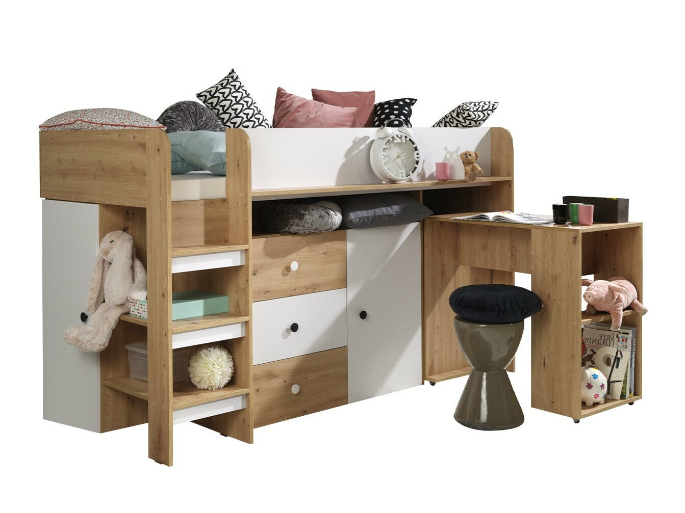 Kõrge voodi Hartford 359 (Artisan tamm + Valge)